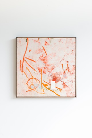 Orange Peel, Oil, graphite and collage on canvas, 51 x 51cm, 2021